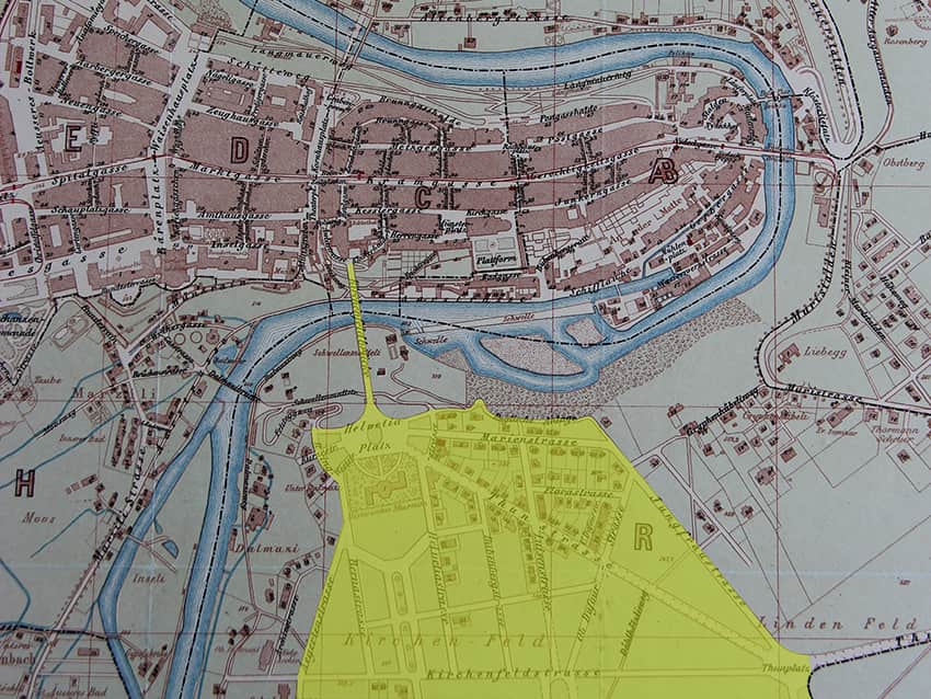 Stadtplan 1895: Neue Kirchenfeldbrücke